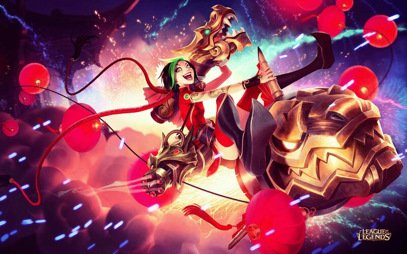 Character Riding Mechanical Dragon — Red, Dynamic, Festive