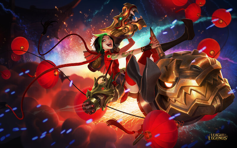 Character Riding Mechanical Dragon — Red