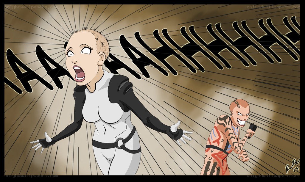 Character screaming in horror
