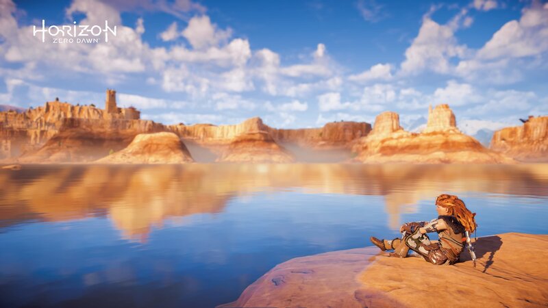Character Sitting by Water