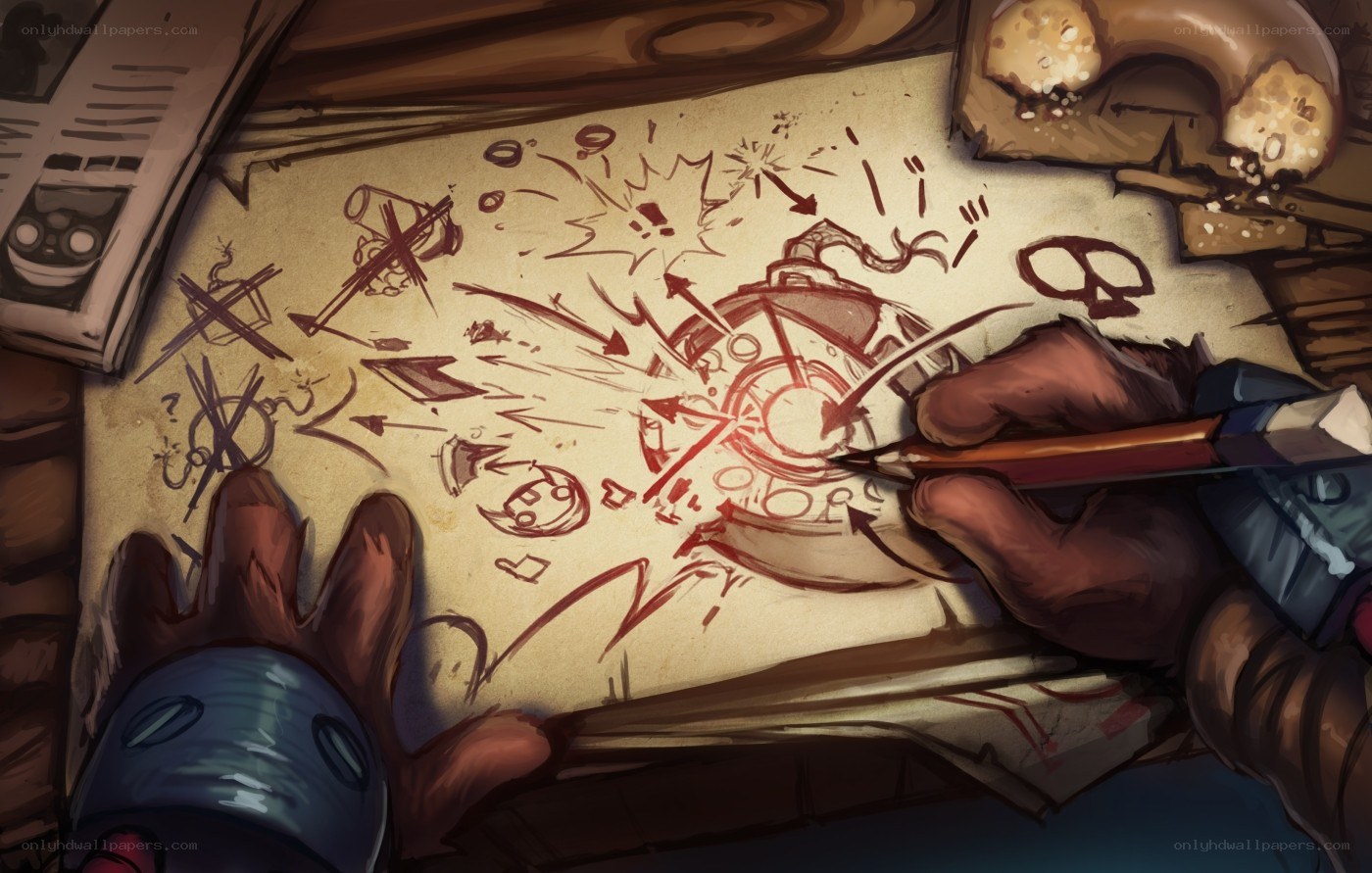 character sketching a battle scene