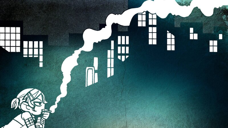 Character Smoking in City — Teal