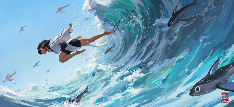 Character Surfing Wave