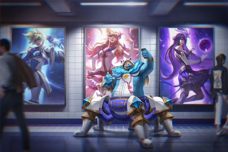 Character Taking Selfie — Blue