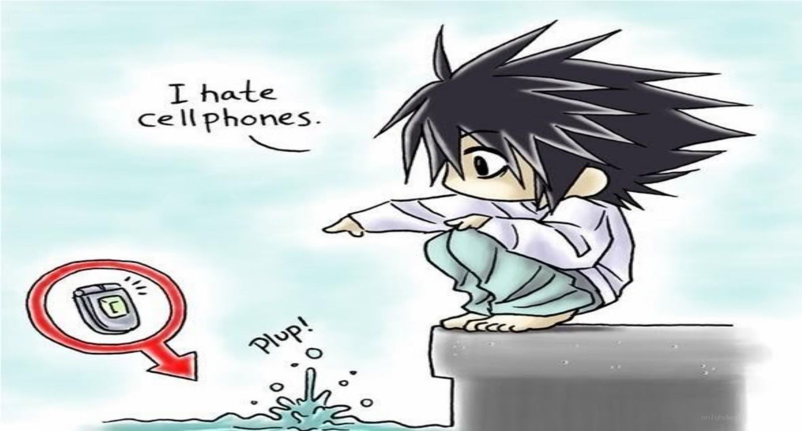 Character throwing phone in water