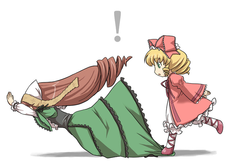 Character tripping over dress