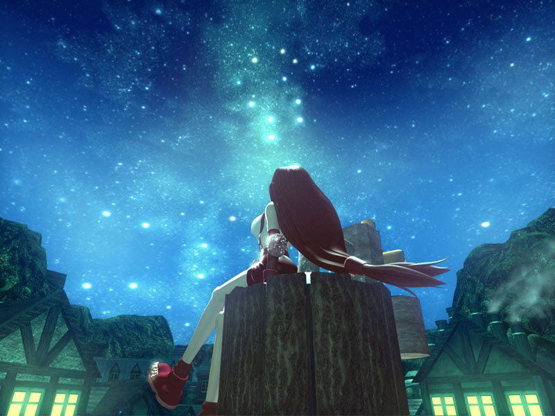 character under starry sky