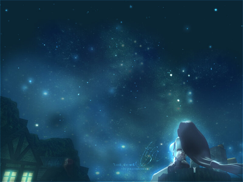character under starry sky