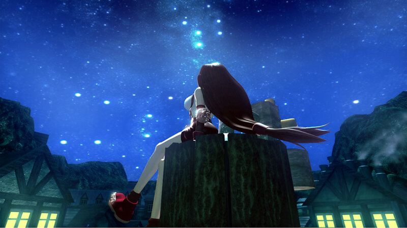 character under starry sky