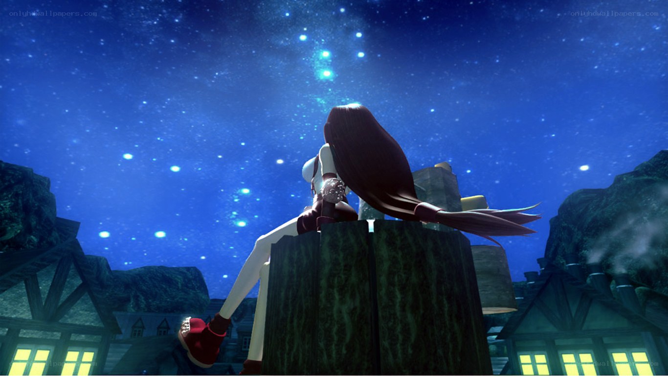 character under starry sky