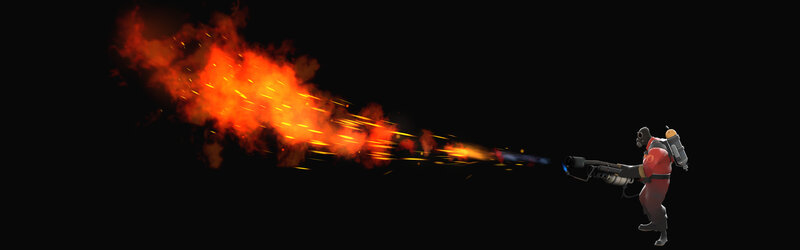 character using flamethrower