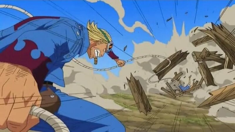 Character using whip in action