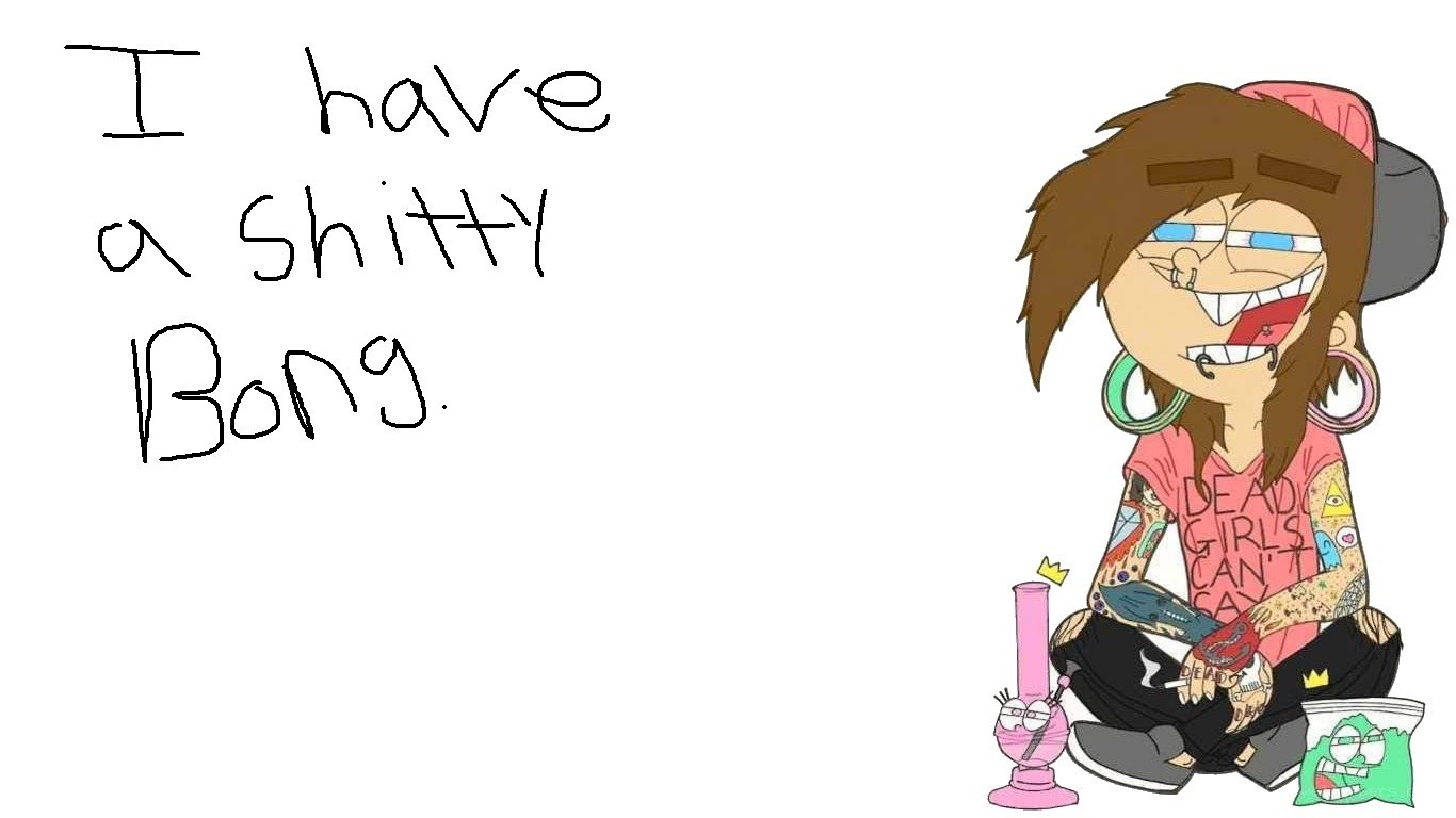 character with a bong