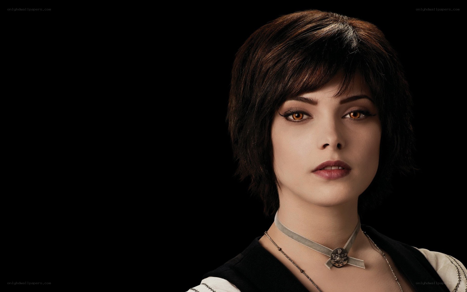 character with amber eyes