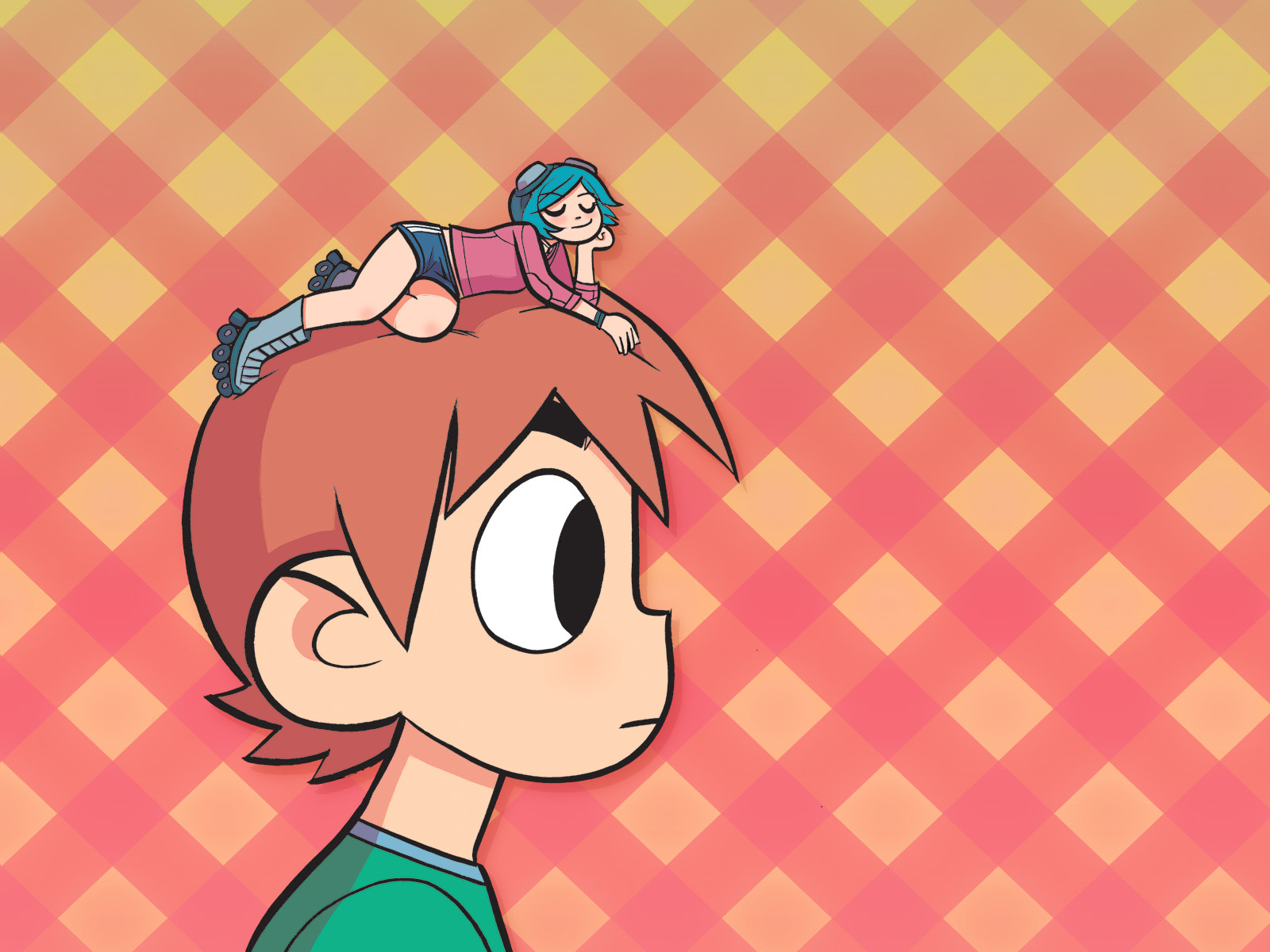 character with another on head