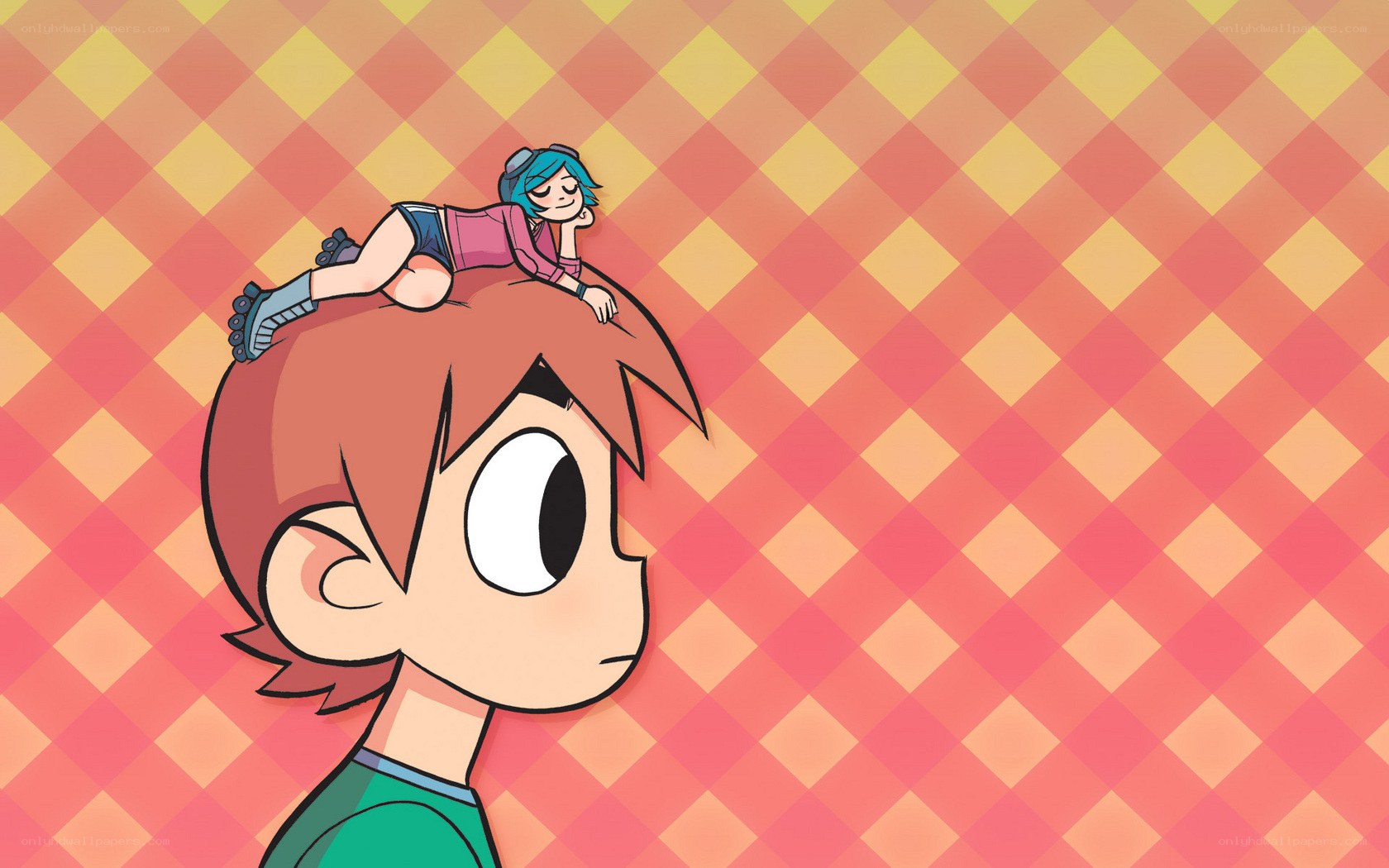 character with another on head