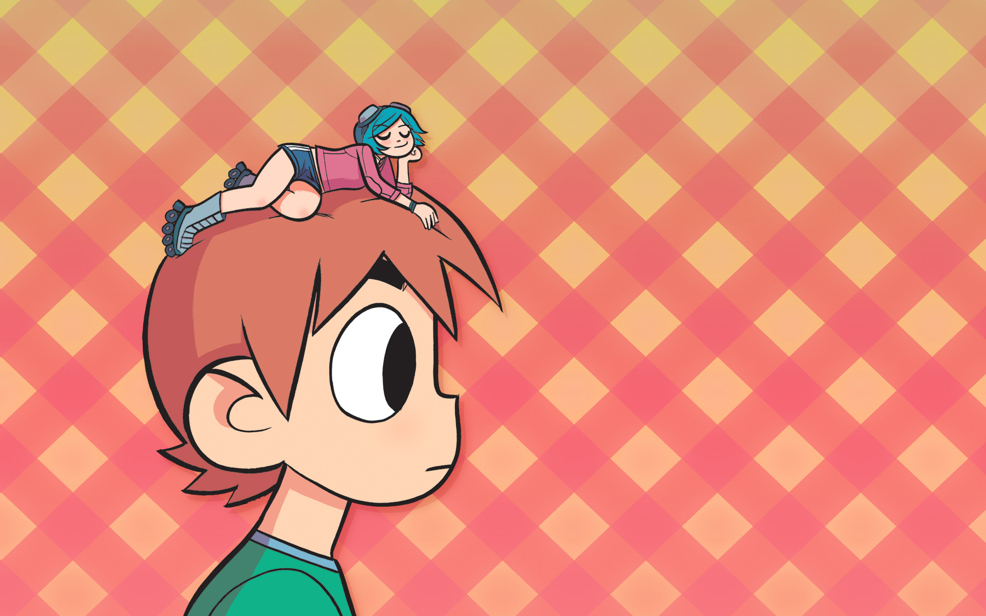 character with another on head