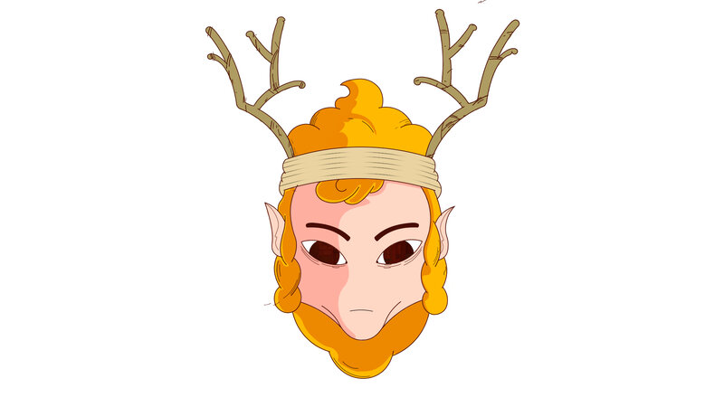 Character with Antlers — Yellow
