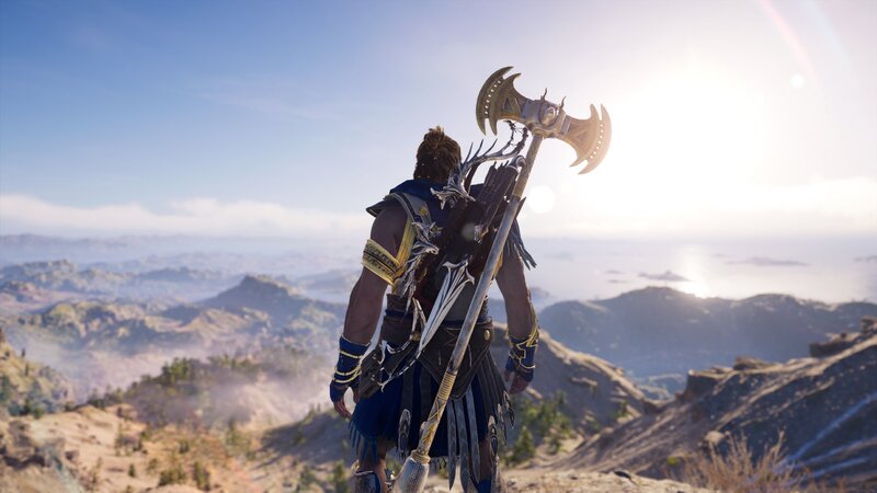 Character with Axe on Mountain