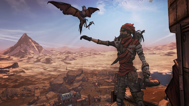 Character with Bird in Desert