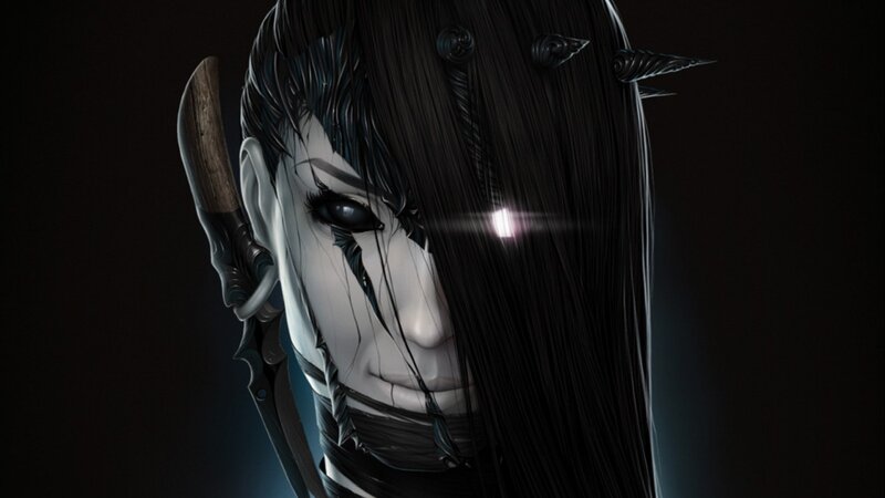 Character with Black Hair — Dramatic, Digital Art, Sword