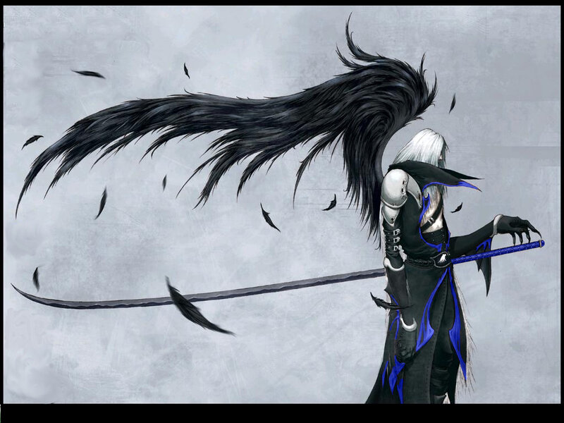Character with Black Wings — Dramatic, Anime
