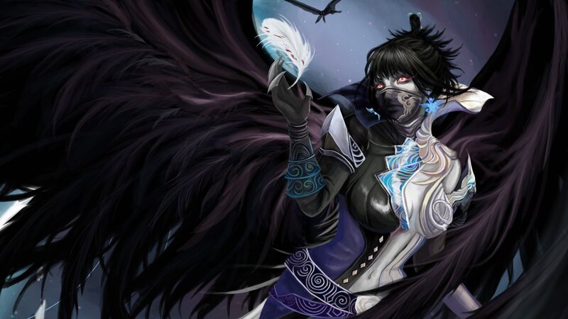 Character with Black Wings — Dramatic, Night, Digital Art