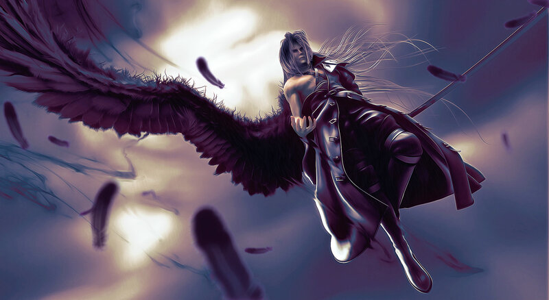 Character with Black Wings — Purple, Dramatic