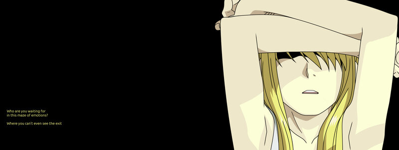 character with blindfold
