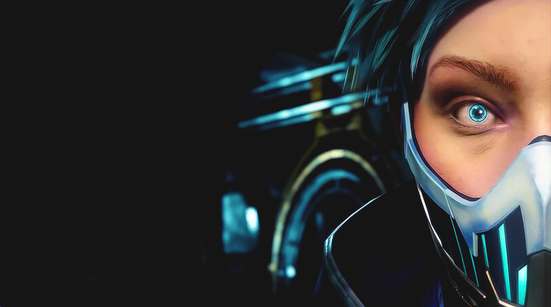 Character with Blue Eyes — Black, Dramatic, Night