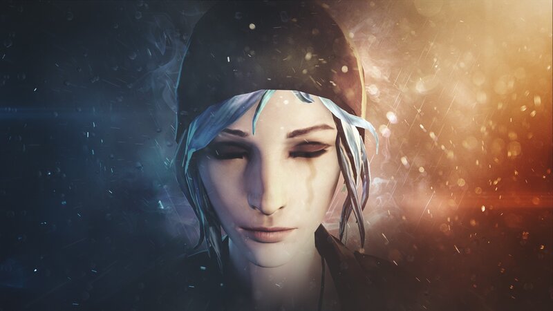 Character with Blue Hair — Dramatic, 3d Render, Rain