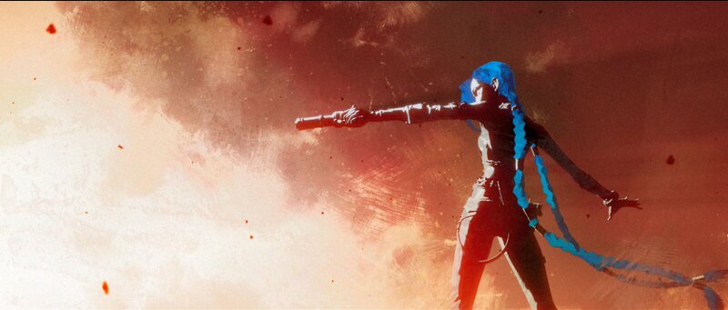 Character with Blue Hair — Dramatic, Digital Art, Gun