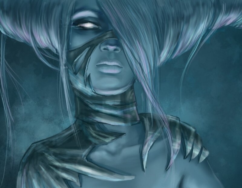 Character with Blue Hair — Dramatic