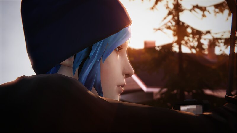 Character with Blue Hair — Serene, Sunset