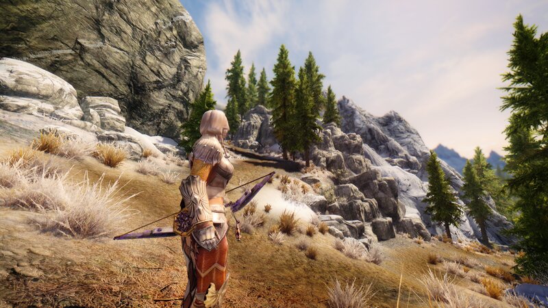 Character with Bow in Mountains