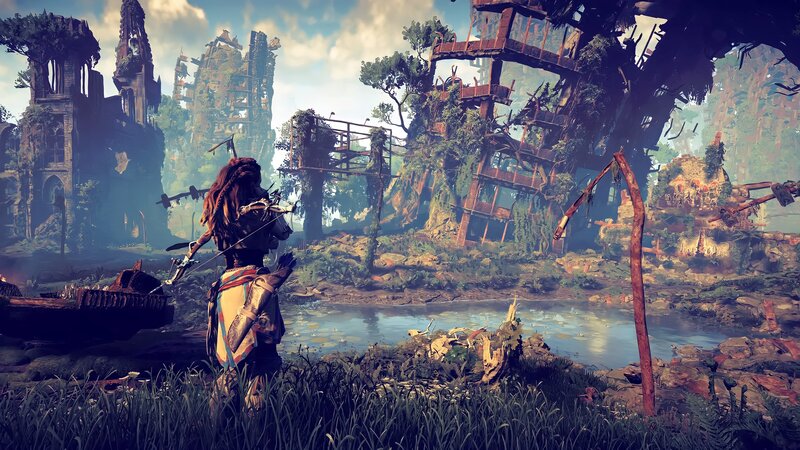 Character with Bow in Ruins — Green