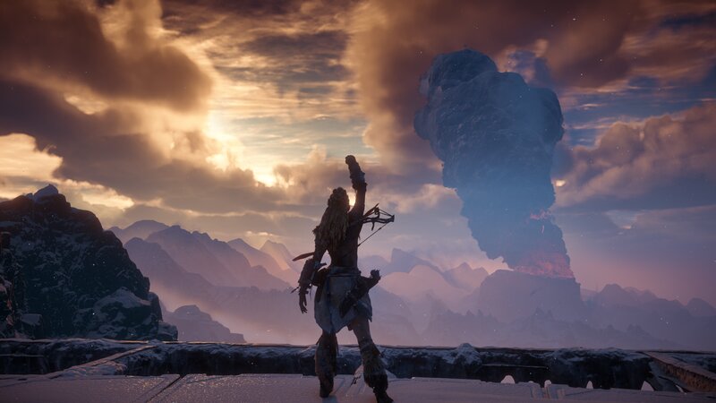 Character with Bow on Mountain
