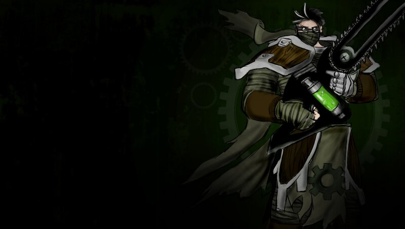 Character with Chainsaw Weapon — Green