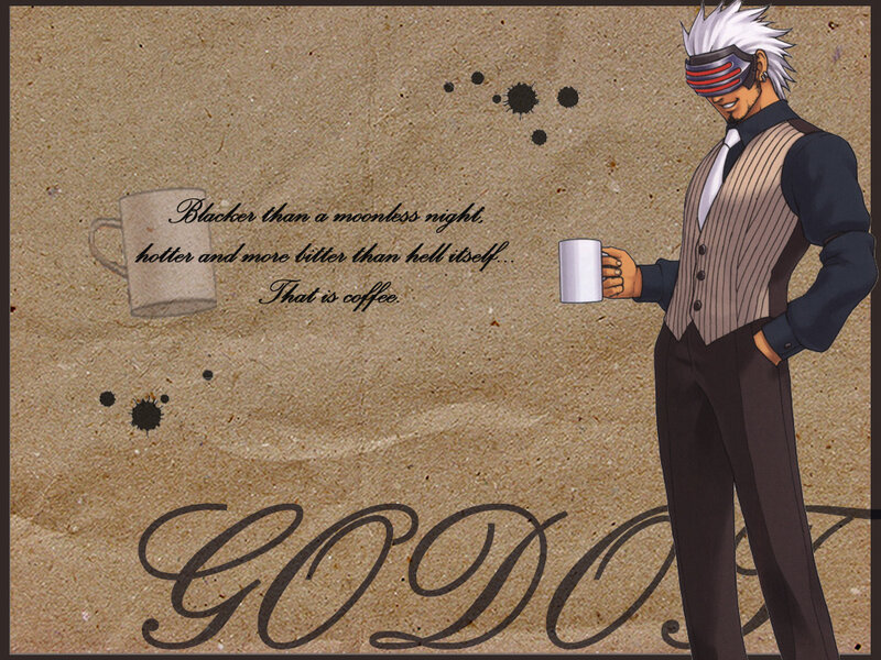character with coffee mug