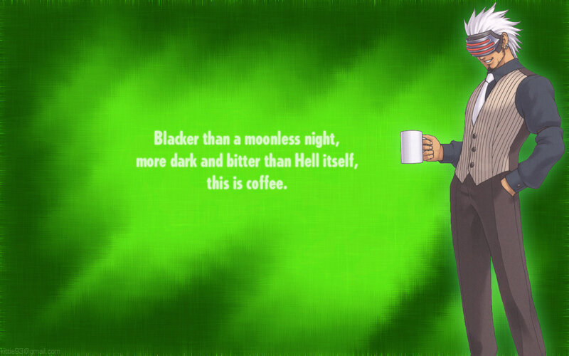 character with coffee mug