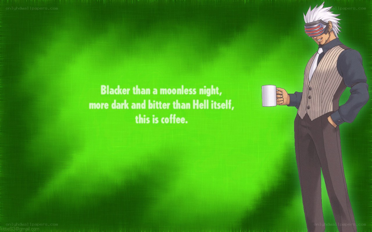 character with coffee mug