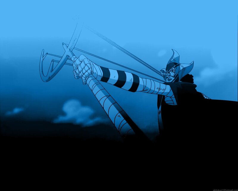 character with crossbow at night