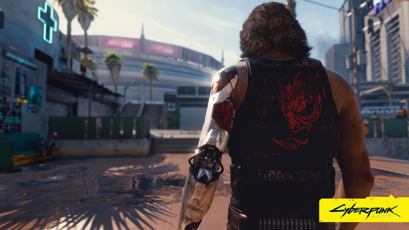 Character with Cybernetic Arm — Black, Dystopian