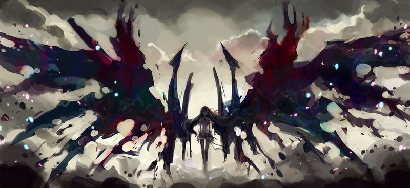 Character with Dark Wings — Black