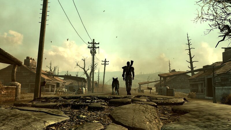 Character with Dog in Wasteland