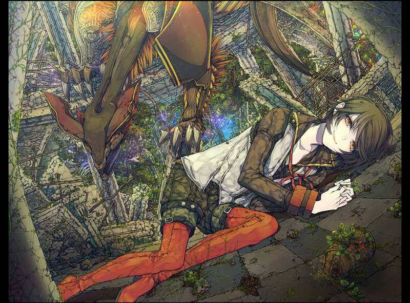 Character with Dragon in Ruins