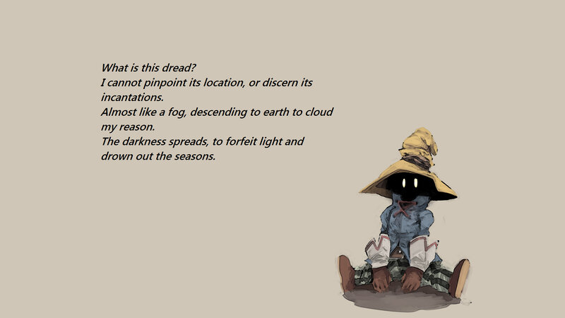 Character with dread and fog