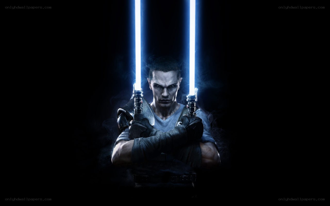 character with dual lightsabers