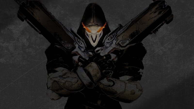 Character with Dual Pistols — Black, Dark, Dramatic