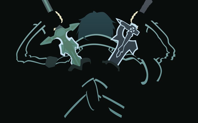 Character with Dual Swords — Black, Dramatic